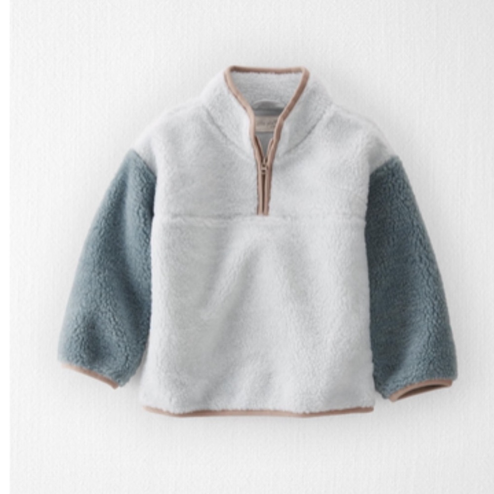 NWT Carters Little Planet Toddler Recycled Sherpa Quarter Zip Pullover 5T